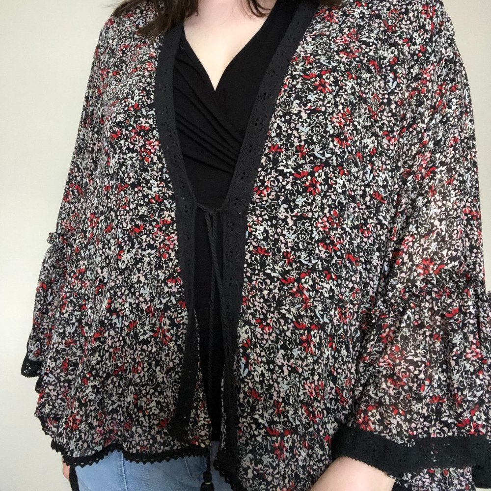 Black Floral Free People Top